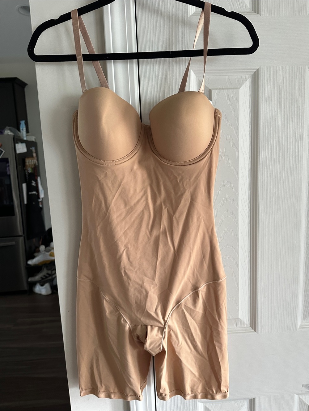 Strapless Nude Shaping Bodysuit with Built-In Cups